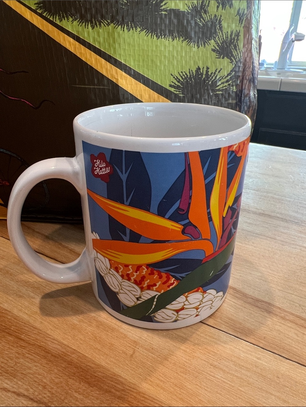 Hilo Hattie Ceramic Mug bird of paradise Hawaiian Floral Art